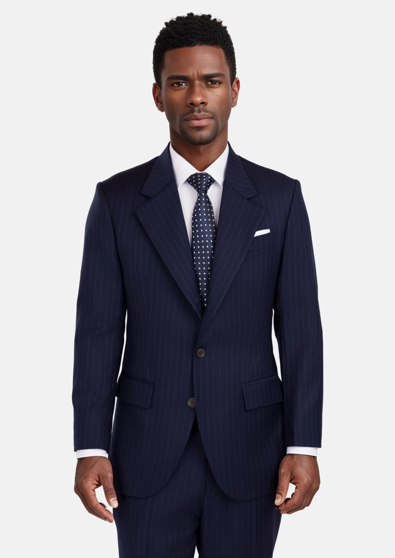 oxford blue pinstripe suit custom made for men