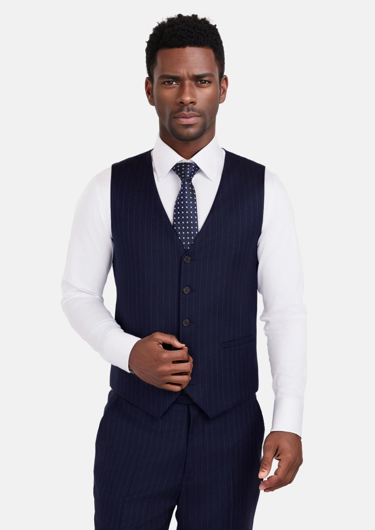 Oxford Blue Pinstripe Vest - SARTORO364