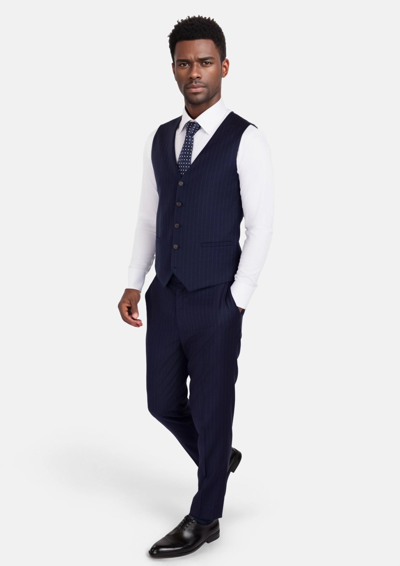 Oxford Blue Pinstripe Vest - SARTORO