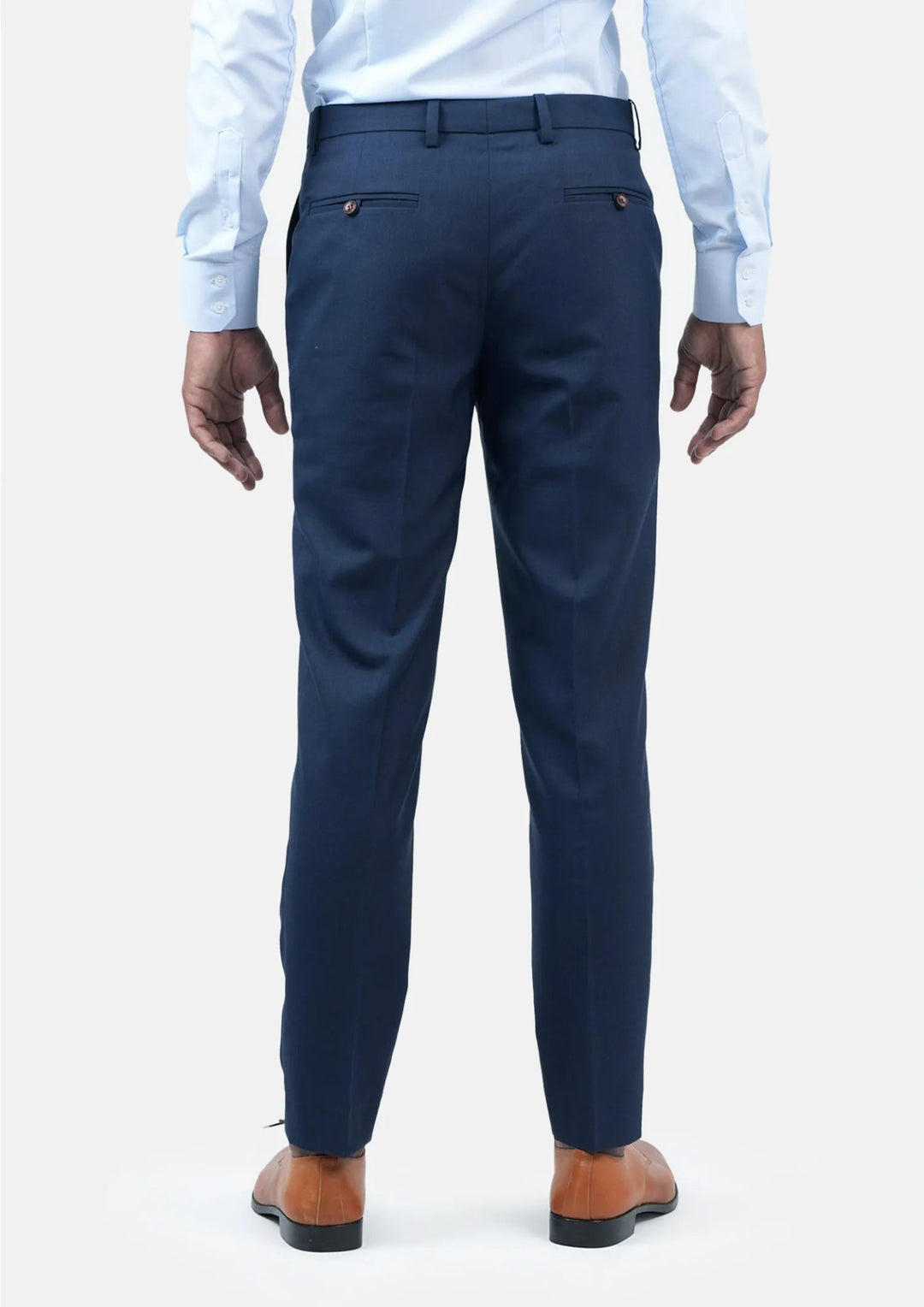 Oxford Blue Sharkskin Pants - SARTORO