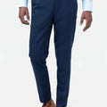 Oxford Blue Sharkskin Pants - SARTORO