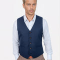 Oxford Blue Sharkskin Vest - SARTORO