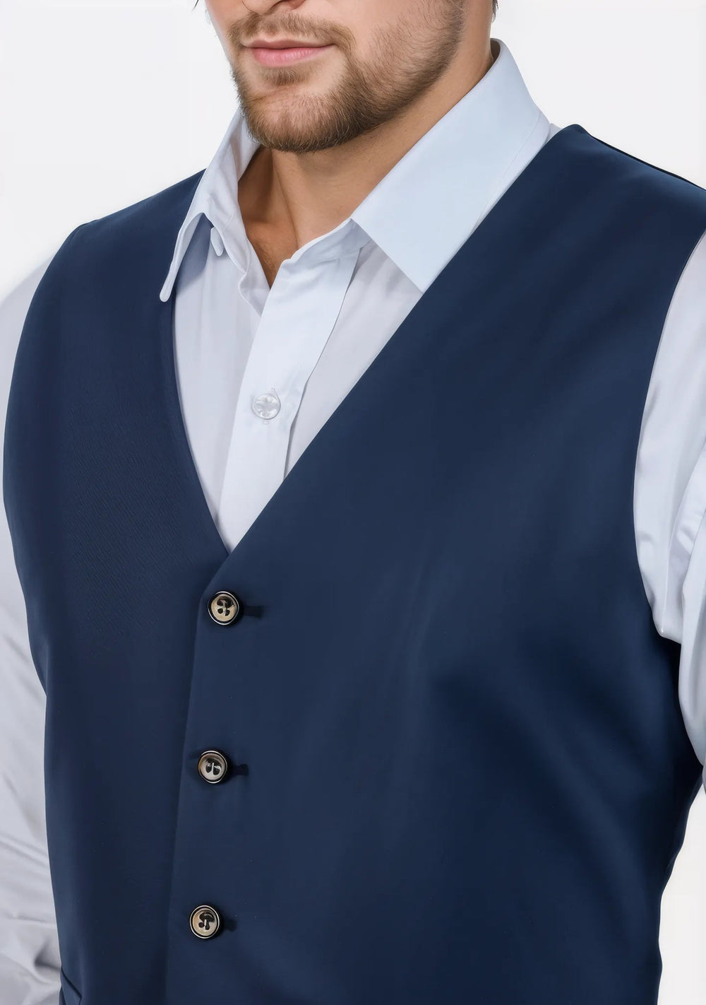 Oxford Blue Sharkskin Vest - SARTORO