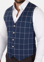 Oxford Blue Windowpane Vest - SARTORO89