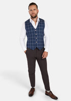 Oxford Blue Windowpane Vest - SARTORO388
