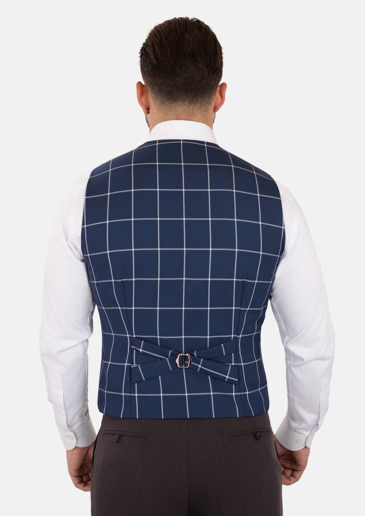 Oxford Blue Windowpane Vest - SARTORO