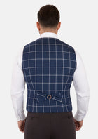 Oxford Blue Windowpane Vest - SARTORO307