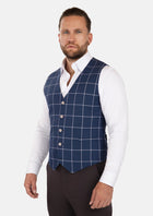 Oxford Blue Windowpane Vest - SARTORO846