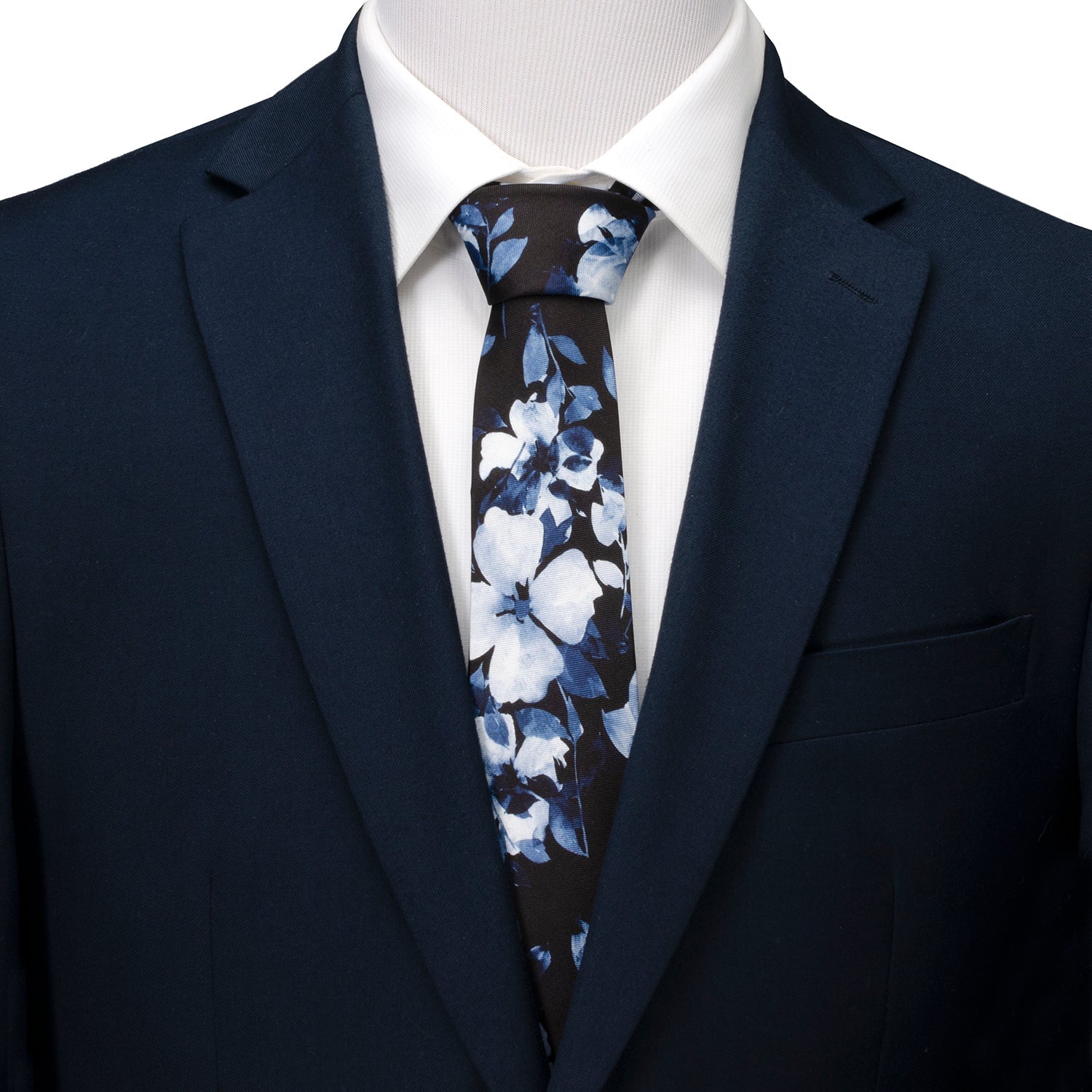 Painted Floral Black Silk Men's Tie - SARTORO15