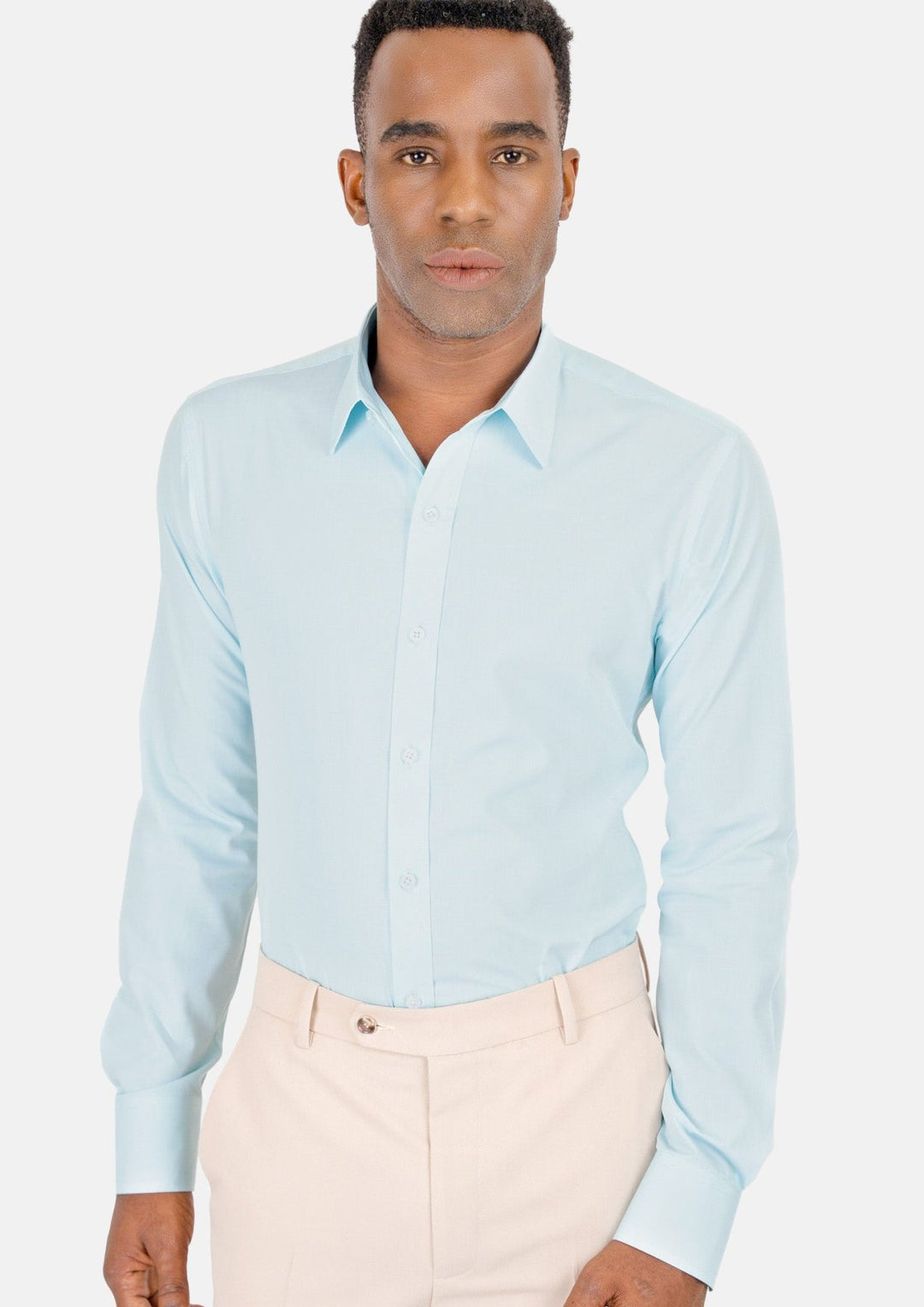 Pale Aqua End On End Shirt - SARTORO