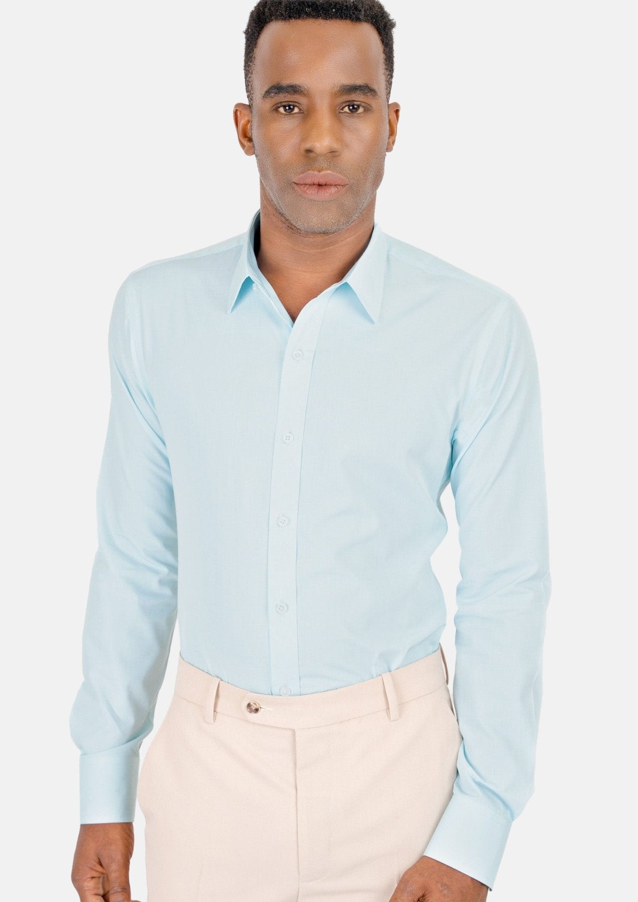 Pale Aqua End On End Shirt - SARTORO