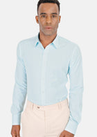 Pale Aqua End On End Shirt - SARTORO833