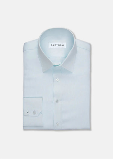 Pale Aqua End On End Shirt - SARTORO