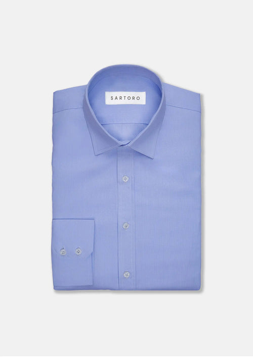 Pale Blue Cotton Broadcloth Shirt - SARTORO