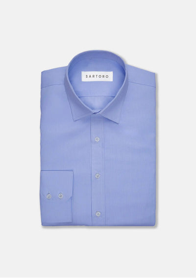 Pale Blue Cotton Broadcloth Shirt - SARTORO