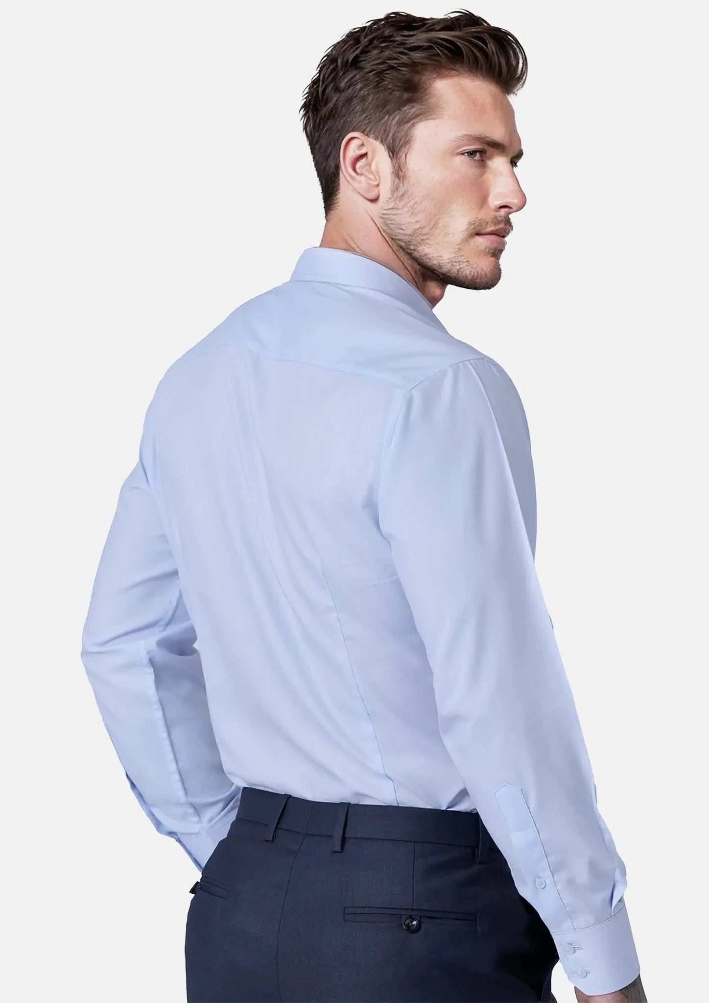 Pale Blue Cotton Broadcloth Shirt - SARTORO619
