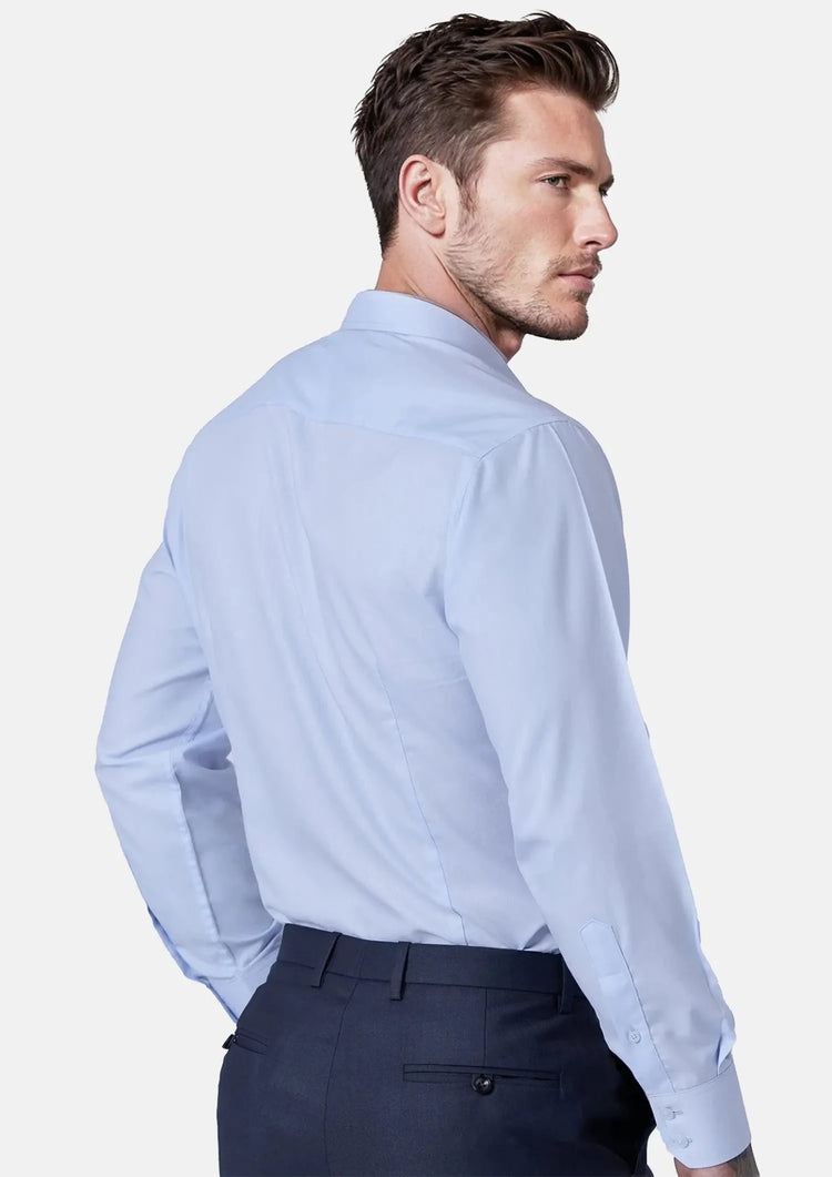 Pale Blue Cotton Broadcloth Shirt - SARTORO657