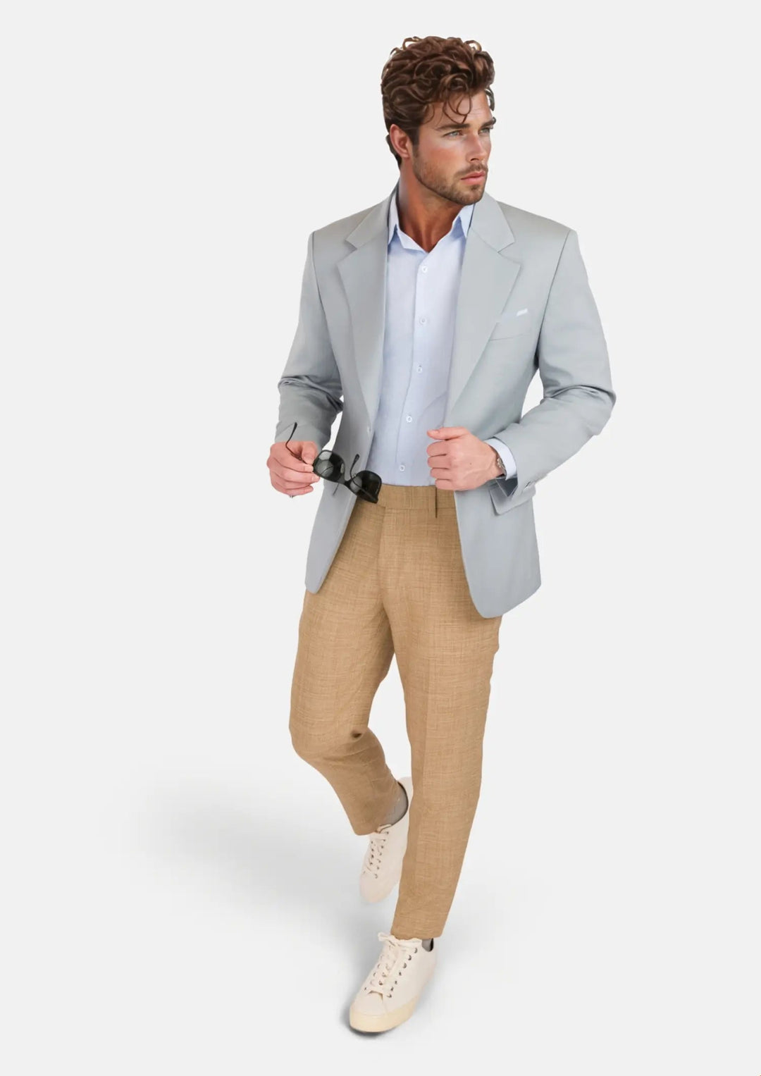 Pale Blue Italian Wool Ellis Jacket - SARTORO