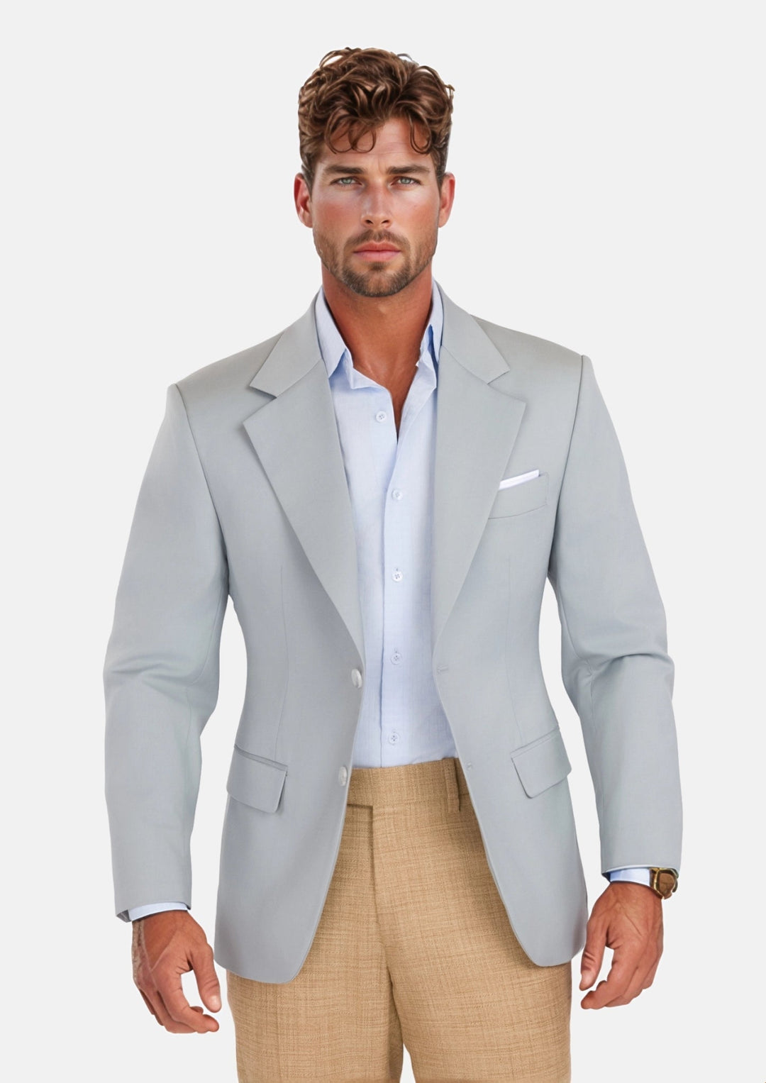 Pale Blue Italian Wool Ellis Jacket - SARTORO