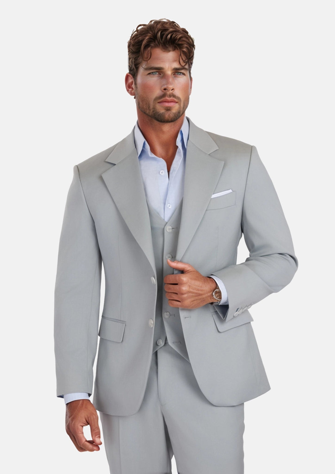 Pale Blue Italian Wool Ellis Suit - SARTORO
