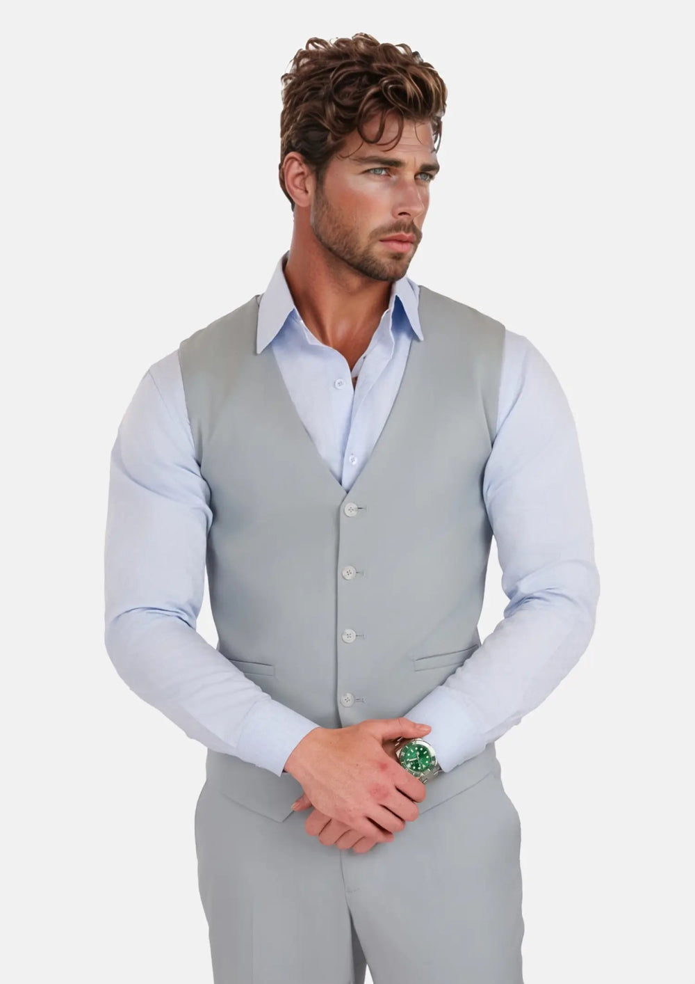 Pale Blue Italian Wool Vest343