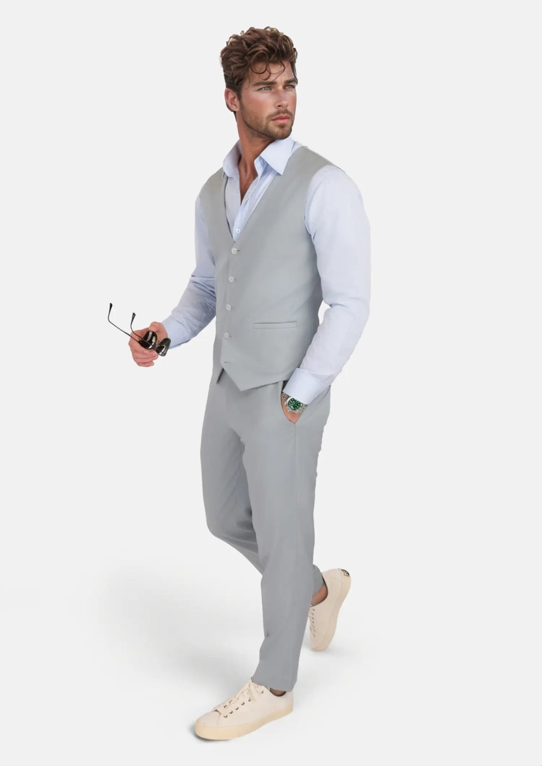 Pale Blue Italian Wool Vest - SARTORO