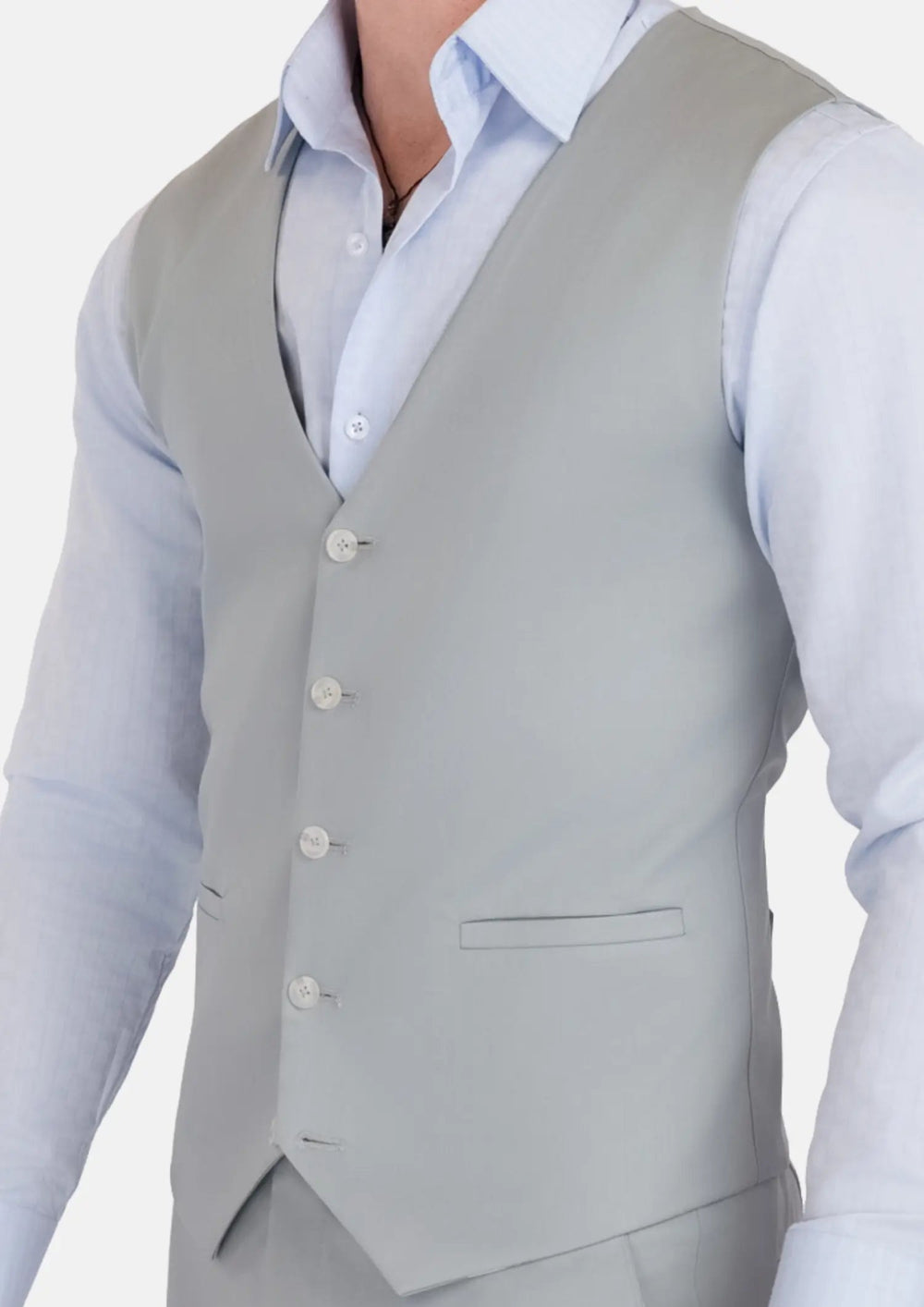 Pale Blue Italian Wool Vest - SARTORO