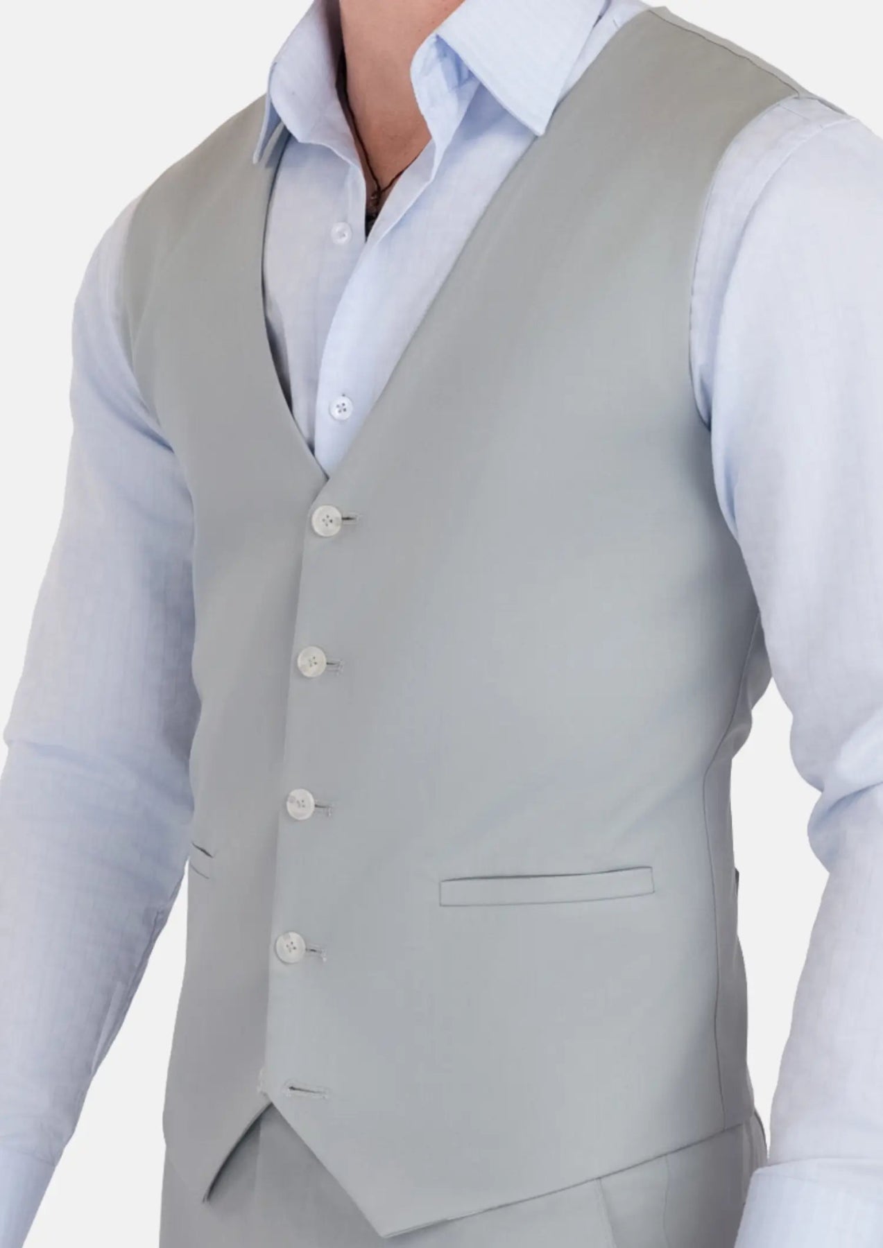 Pale Blue Italian Wool Vest - SARTORO