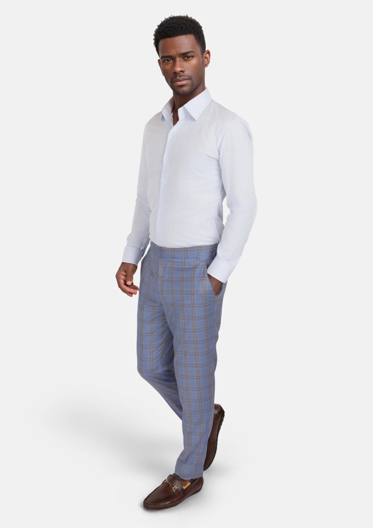 Pale Blue Microcheck Shirt - SARTORO