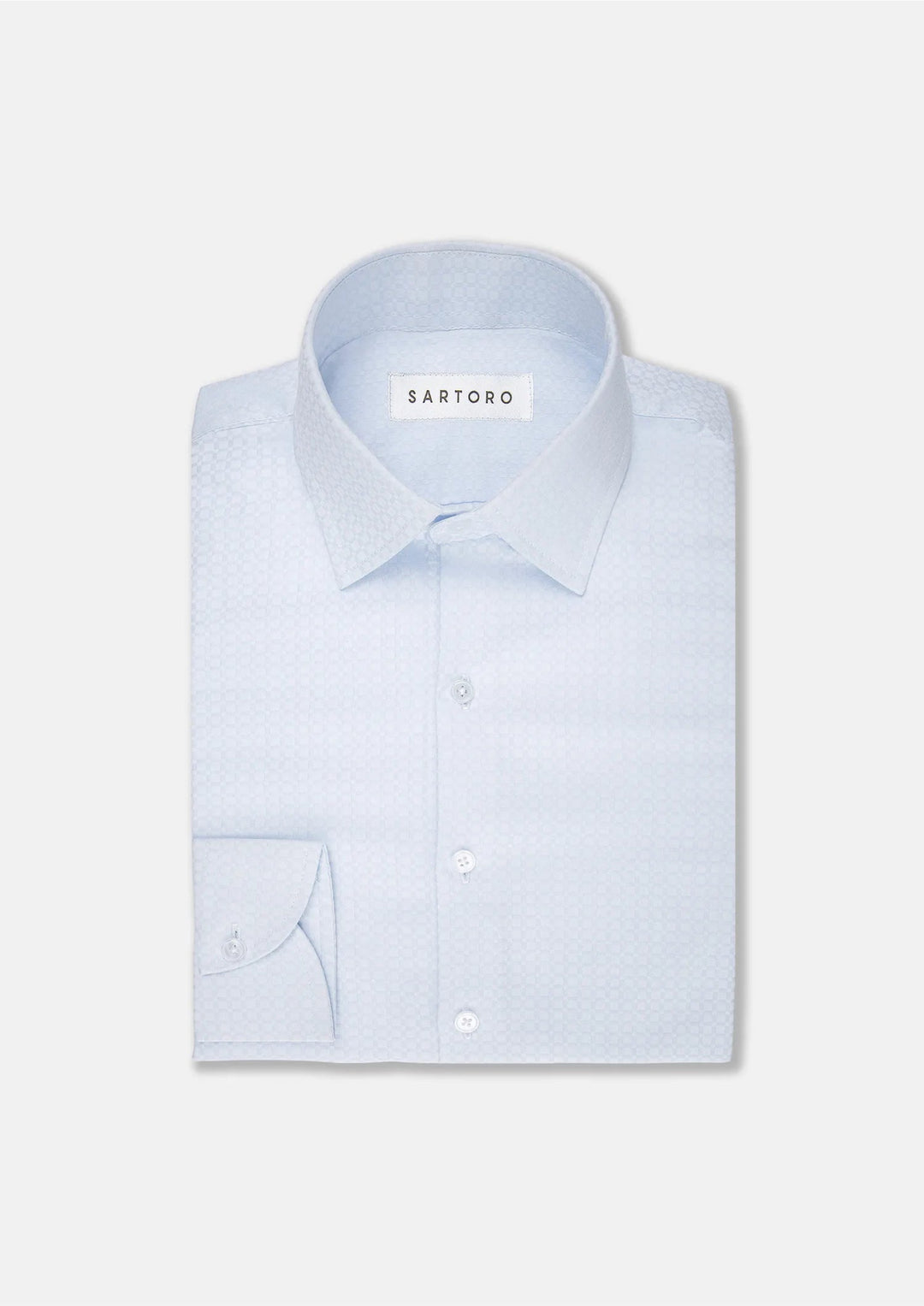 Pale Blue Microcheck Shirt - SARTORO