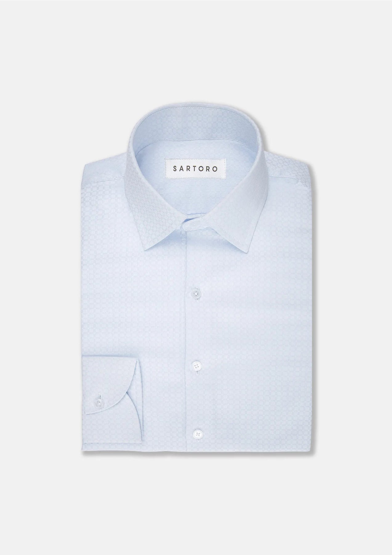 Pale Blue Microcheck Shirt - SARTORO
