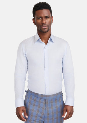 Pale Blue Microcheck Shirt - SARTORO