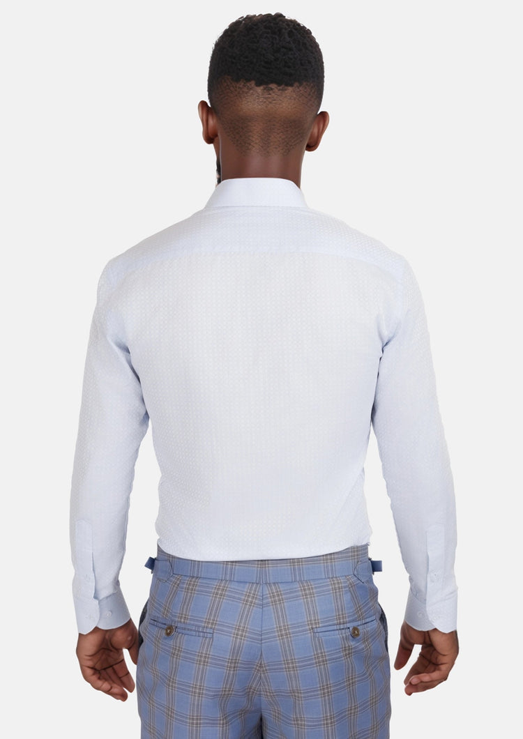 Pale Blue Microcheck Shirt - SARTORO651