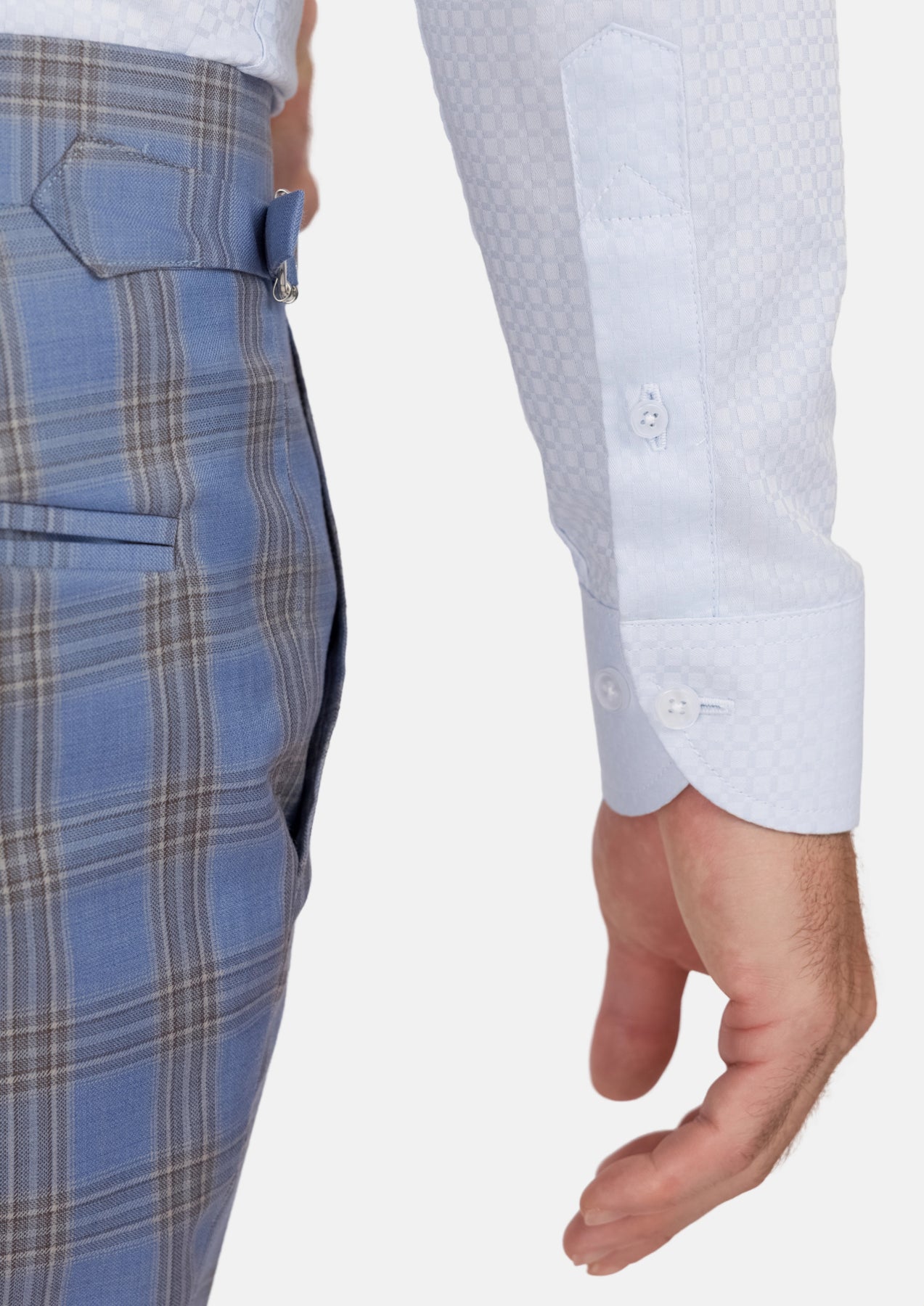 Pale Blue Microcheck Shirt - SARTORO