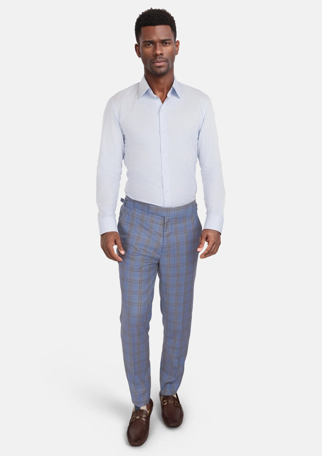 Pale Blue Microcheck Shirt - SARTORO