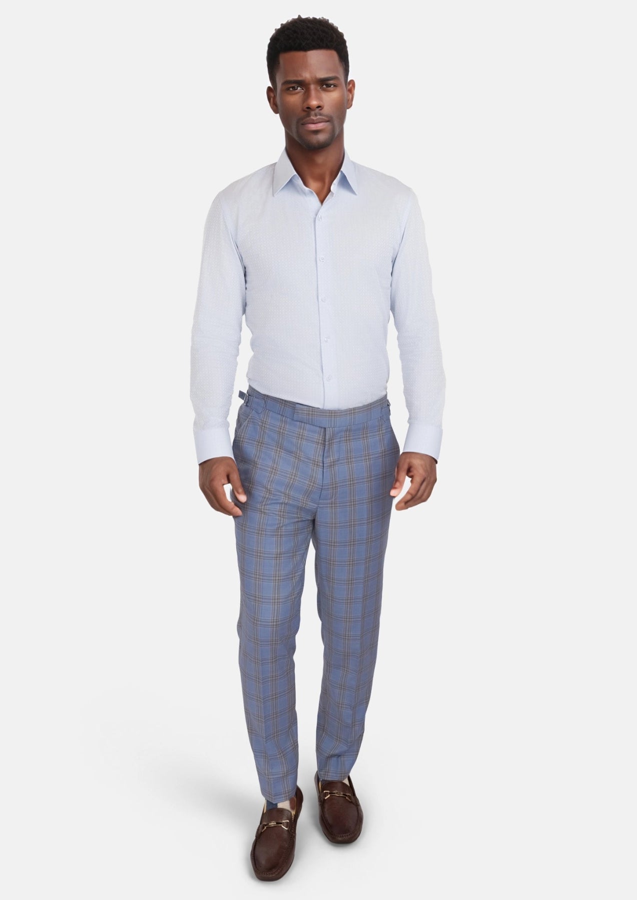 Pale Blue Microcheck Shirt - SARTORO