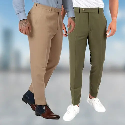 two pants, khaki and olive