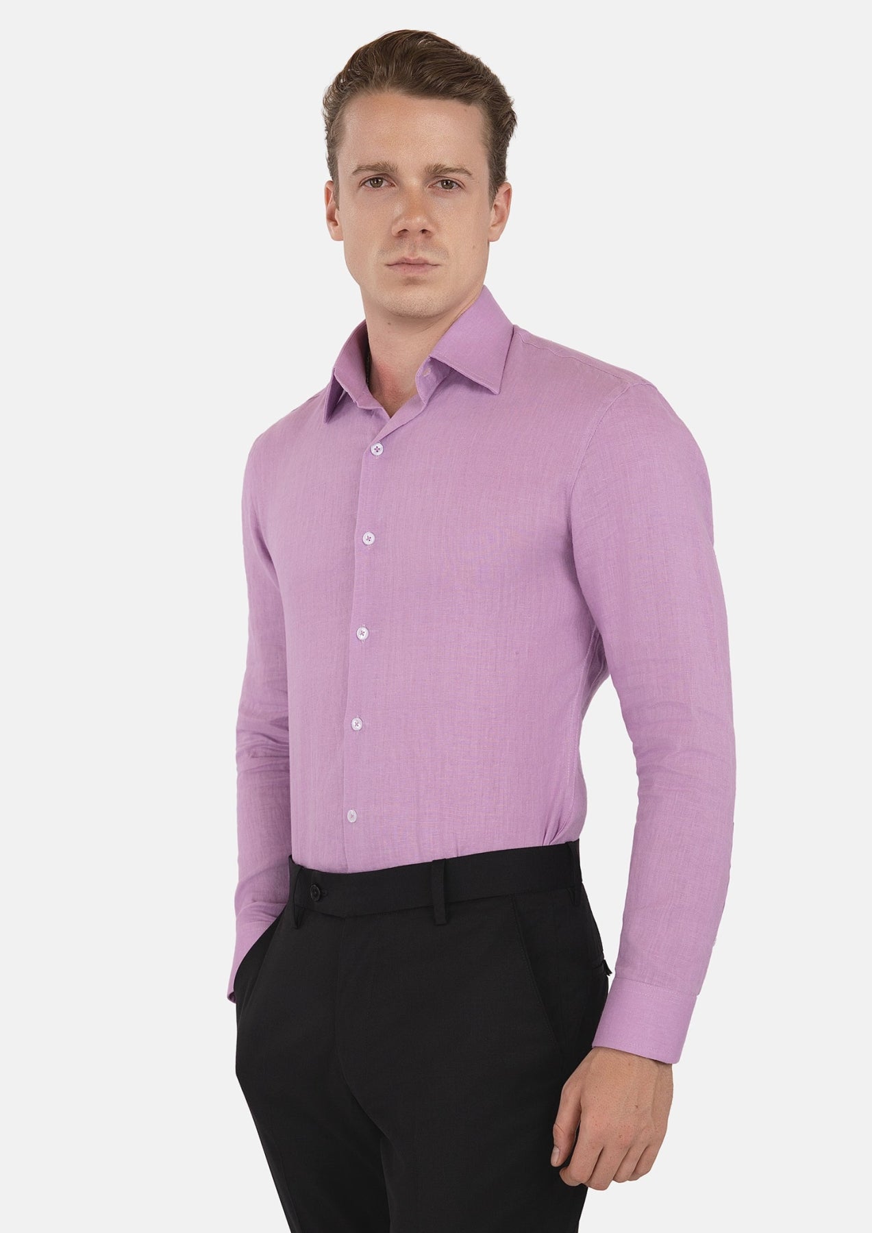 Pastel Violet Linen Shirt - SARTORO
