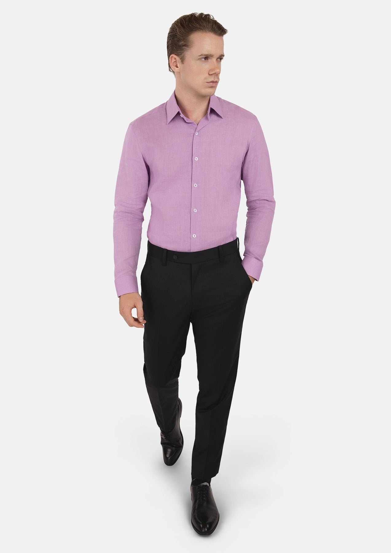 Pastel Violet Linen Shirt - SARTORO