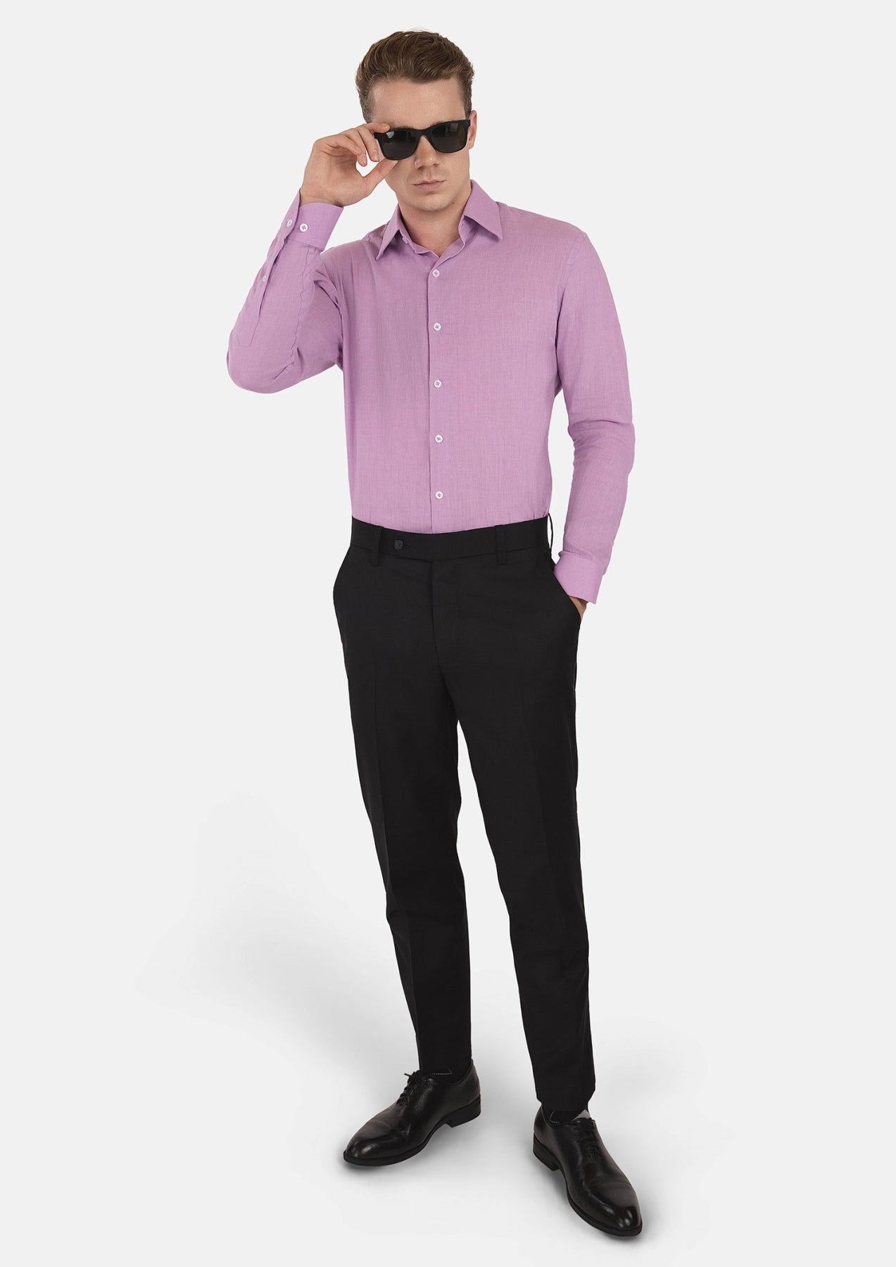 Pastel Violet Linen Shirt - SARTORO