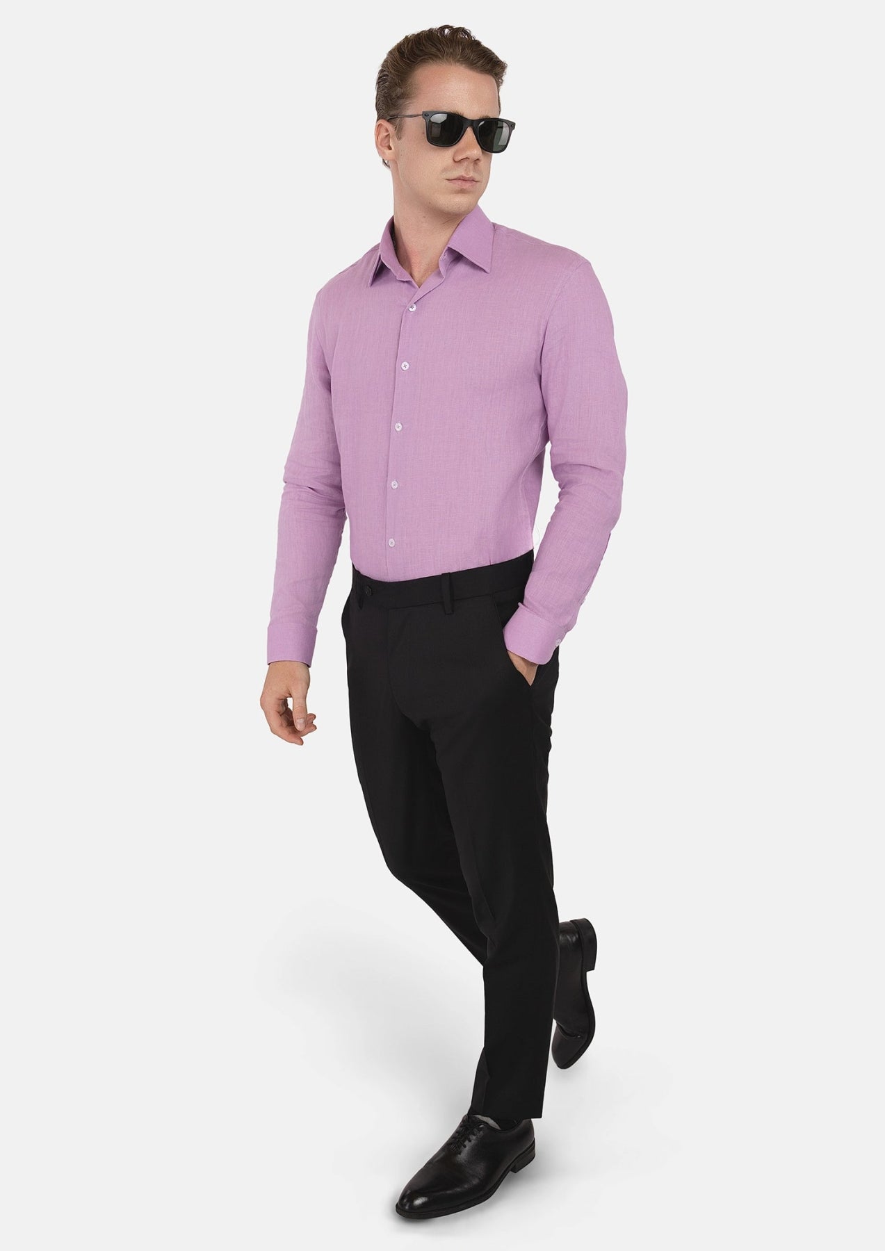 Pastel Violet Linen Shirt - SARTORO