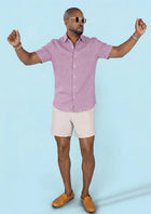 Pastel Violet Linen T-Shirt - SARTORO729