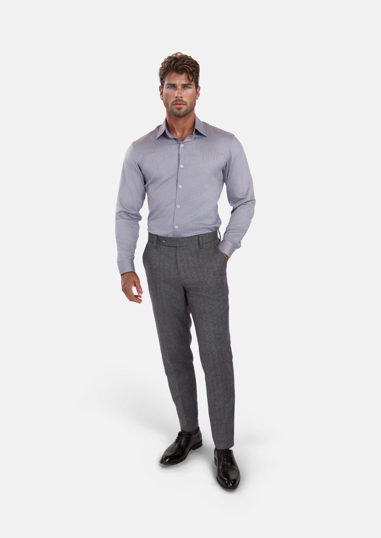 Paynes Gray Pinstripe Shirt - SARTORO