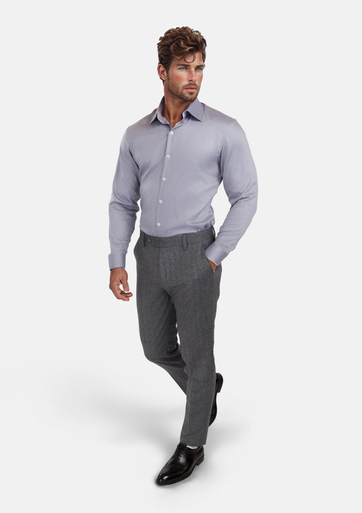 Paynes Gray Pinstripe Shirt - SARTORO