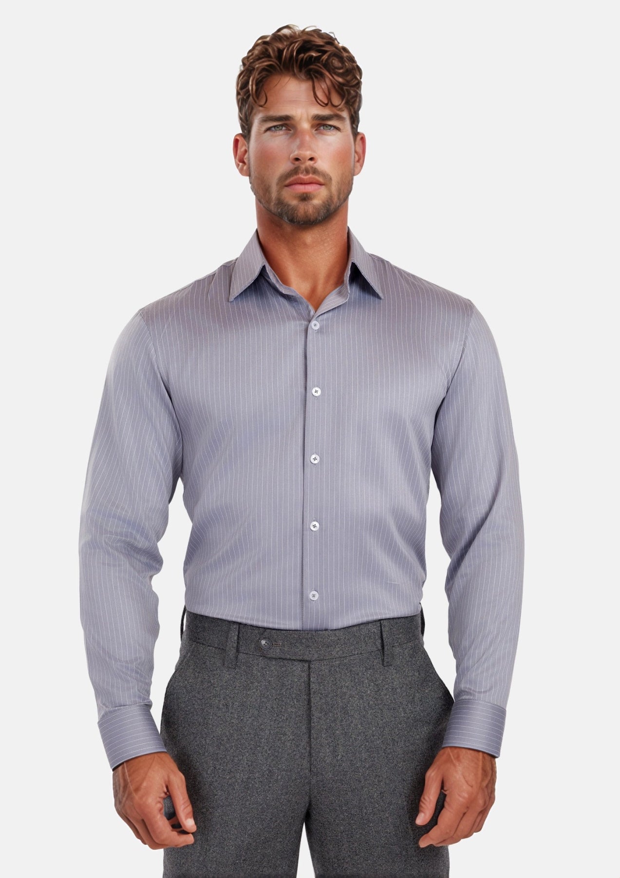 Paynes Gray Pinstripe Shirt - SARTORO