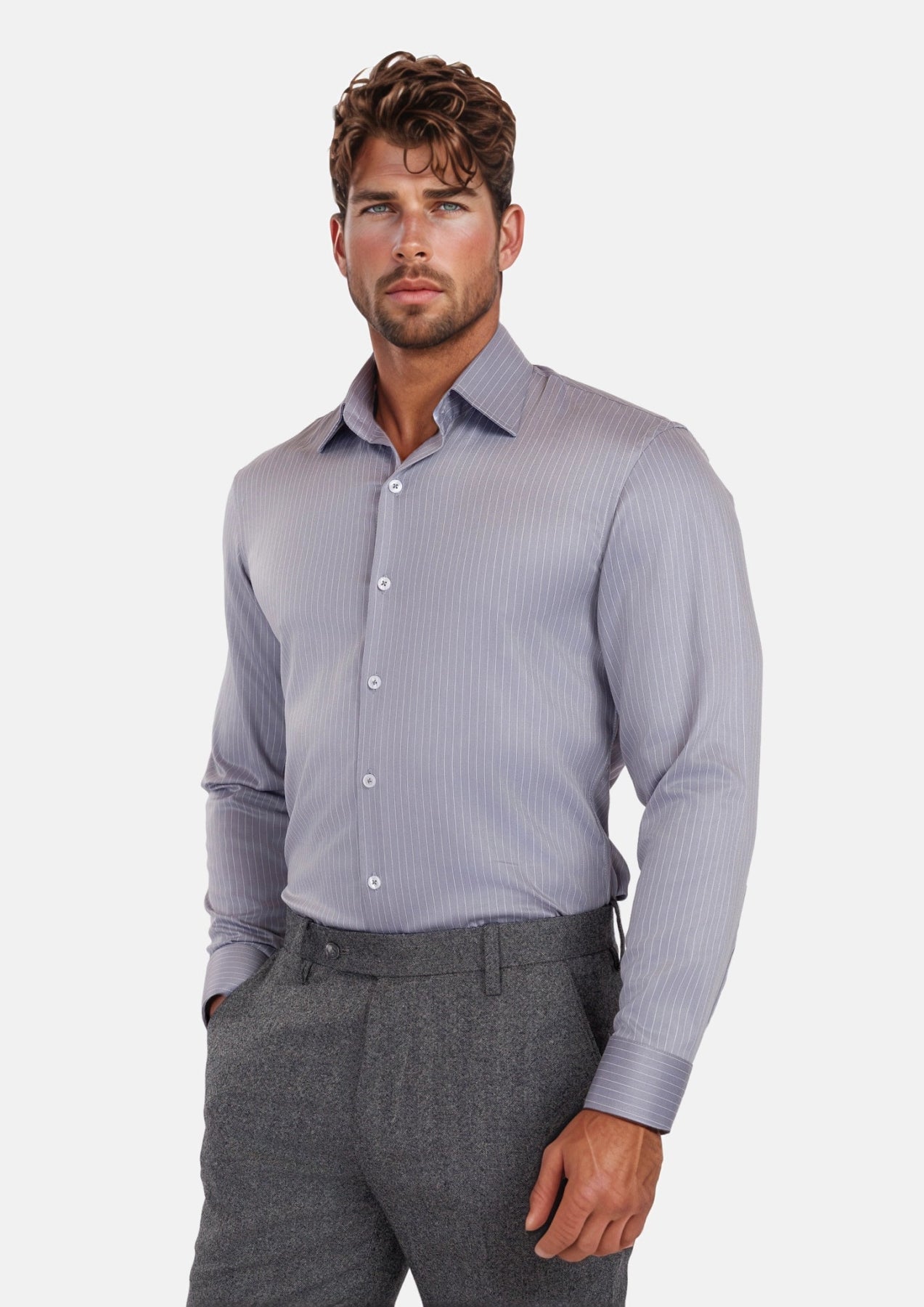 Paynes Gray Pinstripe Shirt - SARTORO