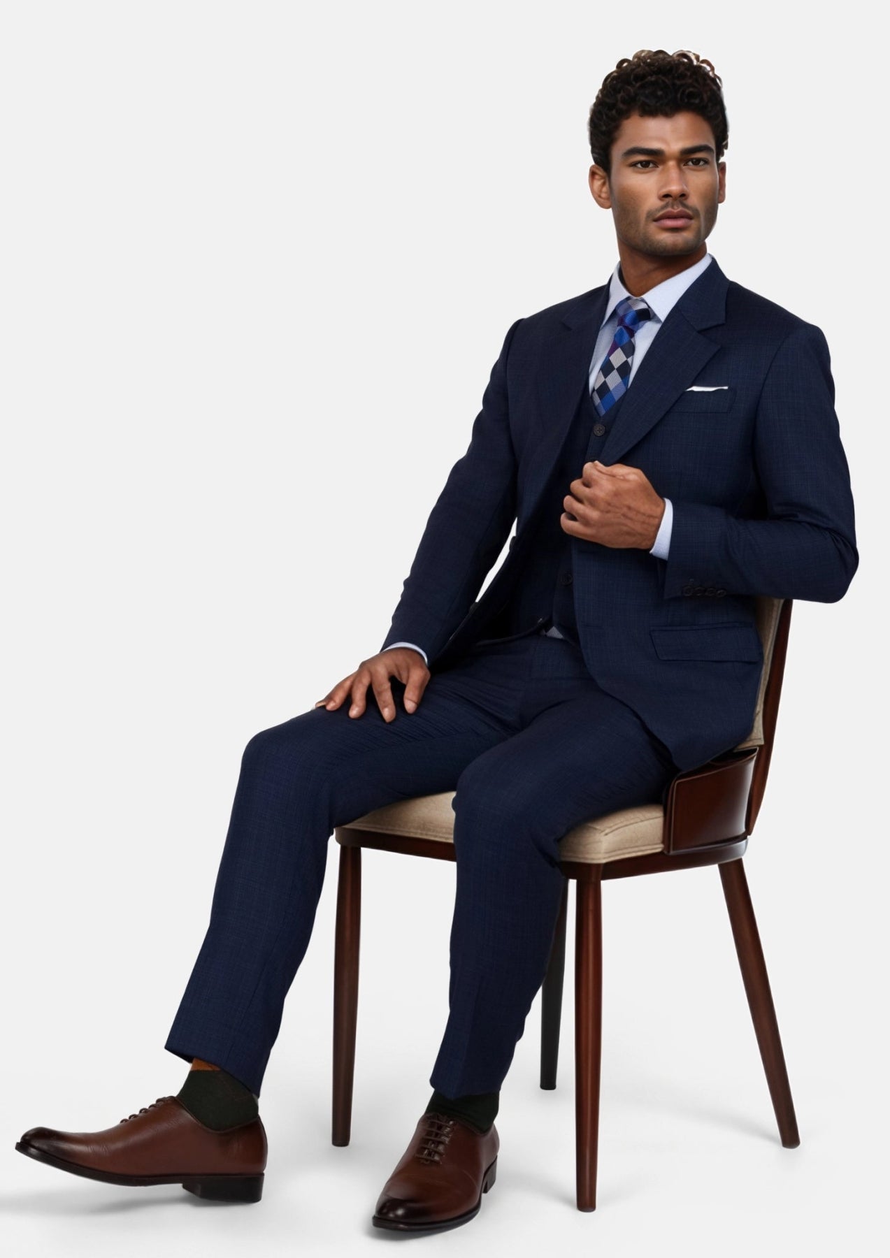 Penn Blue Sharkskin Ellis Suit - SARTORO