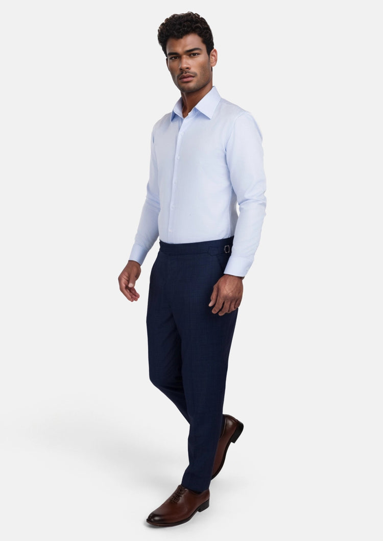 Penn Blue Sharkskin Pants - SARTORO157