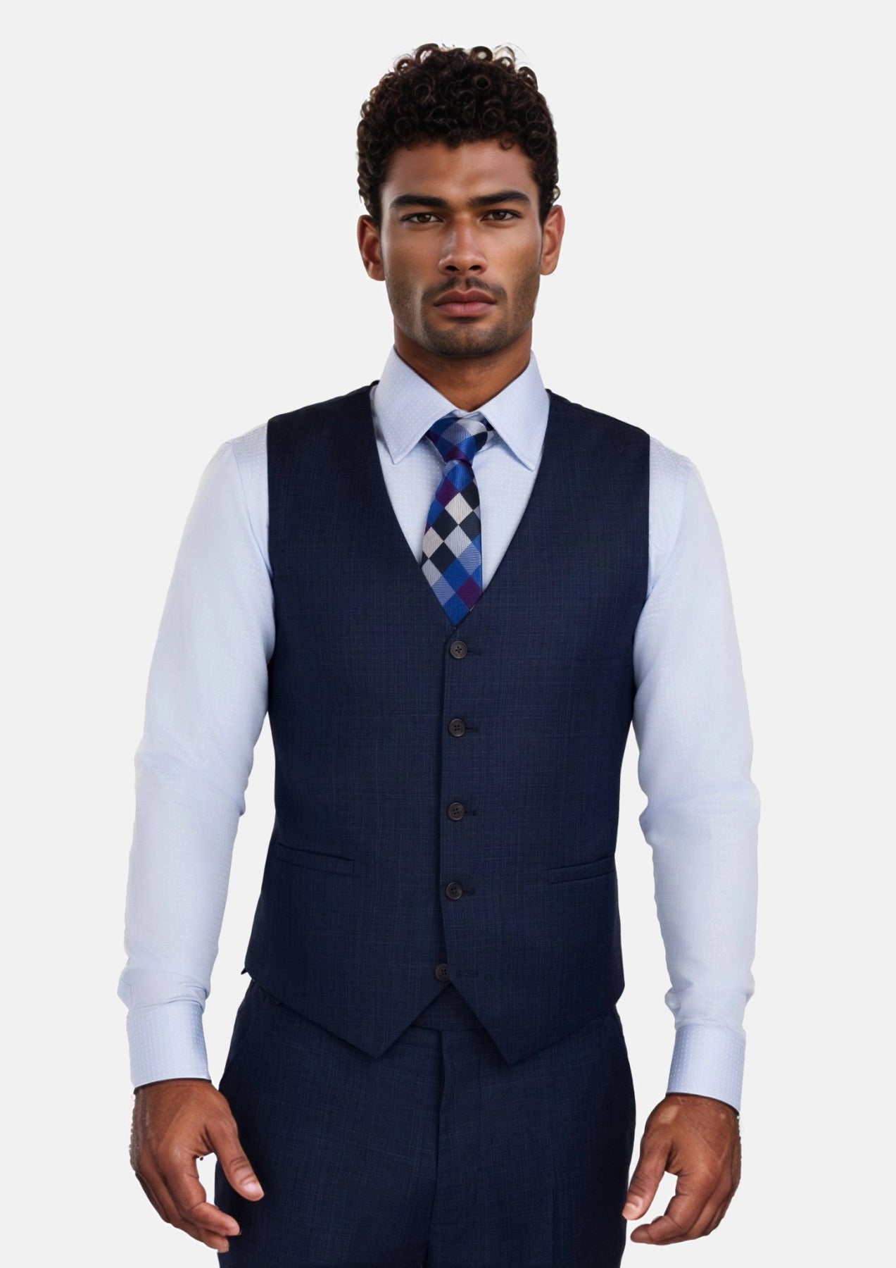 Penn Blue Sharkskin Vest - SARTORO