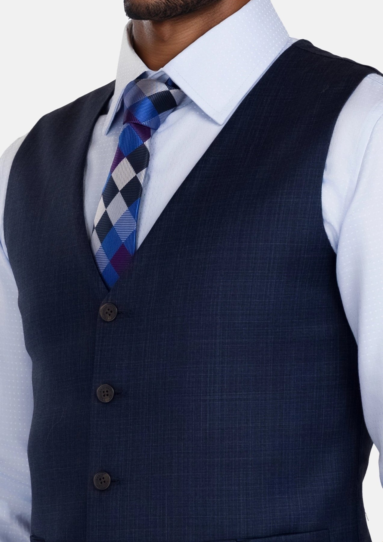 Penn Blue Sharkskin Vest - SARTORO